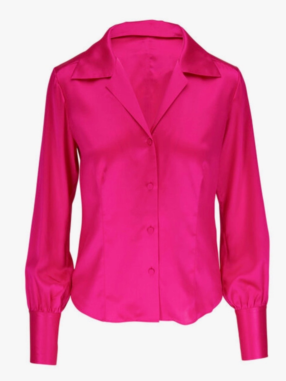frame Fuchsia Satin Button-Front Blouse